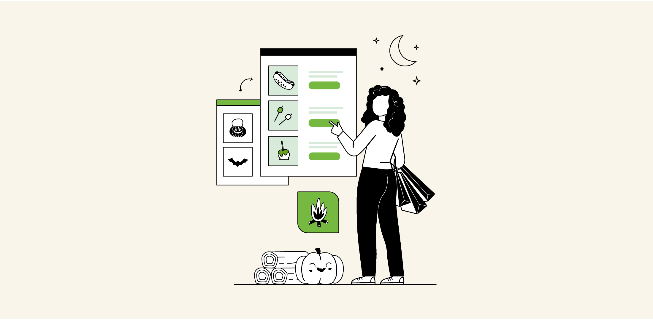 Customer browsing online product listings for autumn and seasonal food items