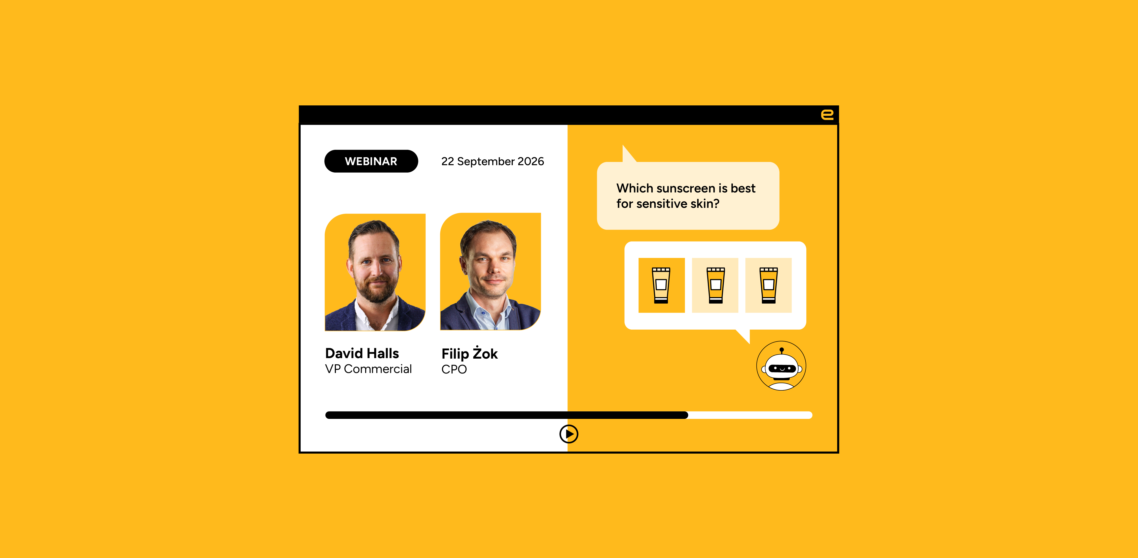 David Halls and Filip Żok presenting an eStore webinar on AI shopping assistant search and product recommendations